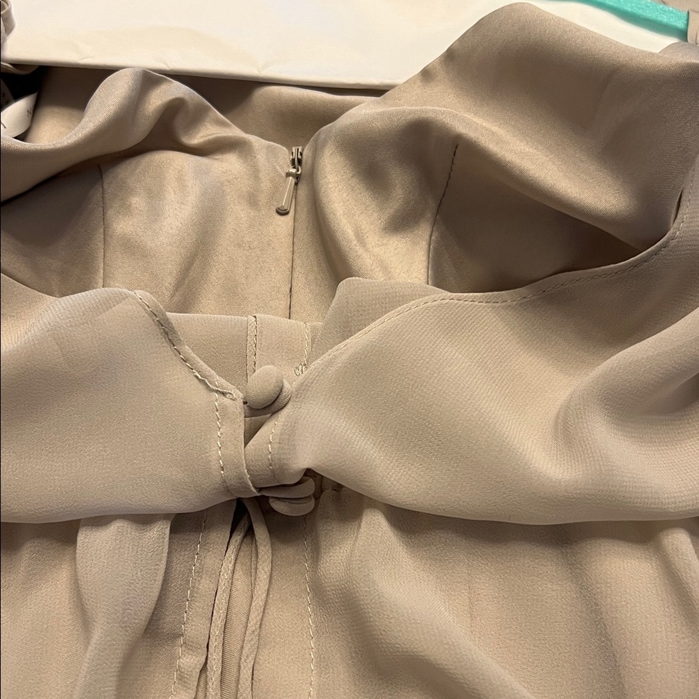 Jenny Yoo collection Elegant Dove Grey Flutter Sleeve Full Length Formal Dress - Picture 7 of 8